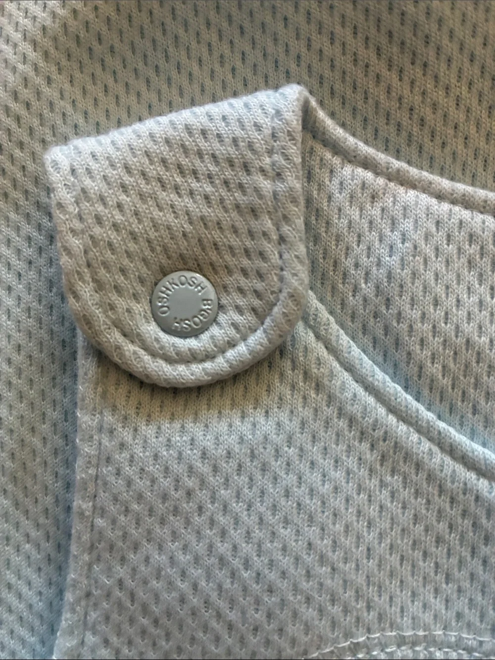 Vintage Deadstock OshKosh B'gosh Light Blue Baby Romper with Travel Patch